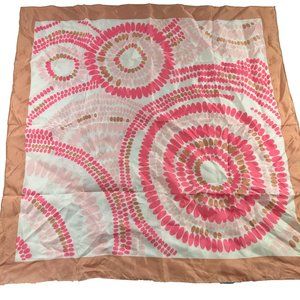 Vintage Simone Rain Scarf Water Repellant Japan Pink Tan Geometric 26" Square